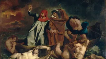 Eugéne Delacroix - Dante a Vergilius v pekle (1822)