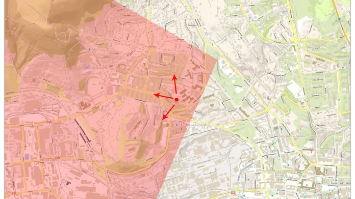 Kriminalisté žádají veřejnost o kamerové záznamy z domů a aut (na červeně vyznačených místech v mapě) od úterý 10. ledna
