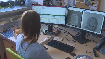 Archeoložka při práci s archivem