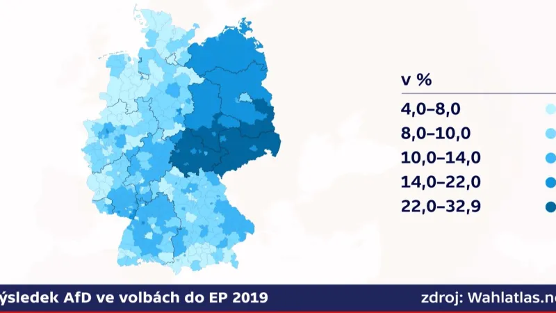 Výsledek AfD ve volbách do Evropského parlamentu 2019