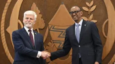 Český prezident Petr Pavel a jeho rwandský protějšek Paul Kagame