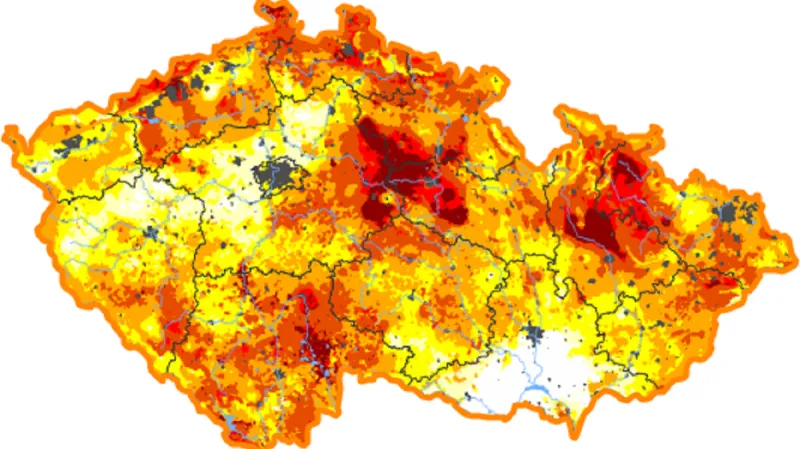 Odchylka sucha od obvyklého stavu v období 1961 - 2010