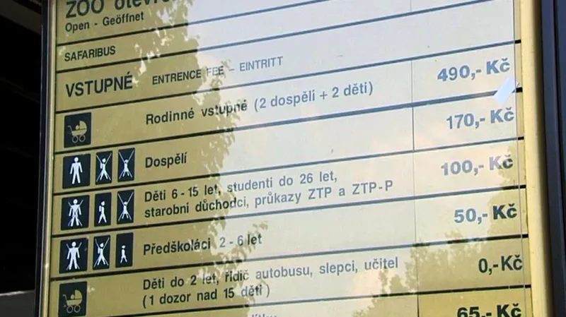 Původní vstupné do zoo