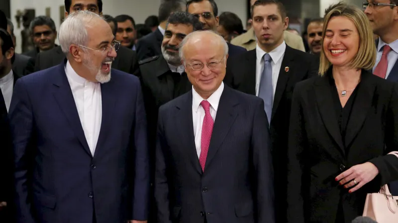 Mohammad Džavád Zaríf, Jukija Amano a Federica Mogheriniová