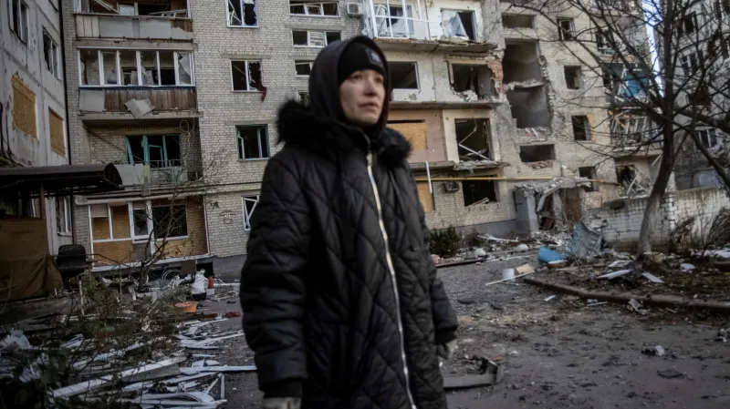 Bachmut po ruském ostřelování v prosinci 2022