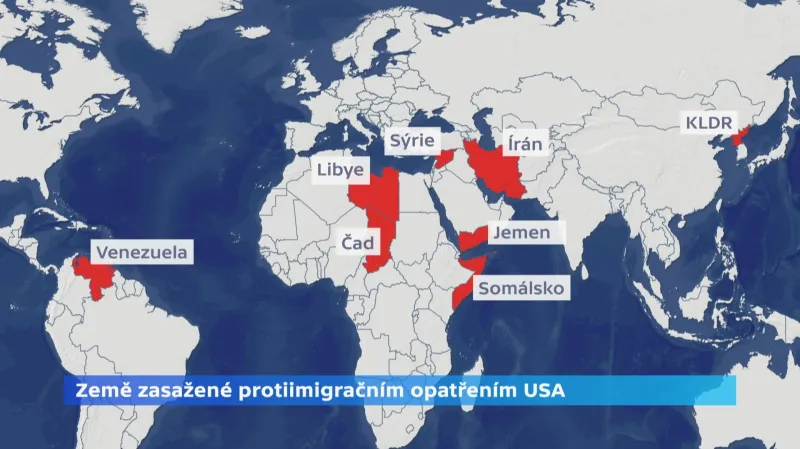 Země zasažené protiimigračním opatřením USA