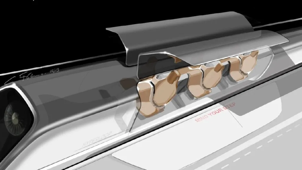 Cestující v kapsli Hyperloop