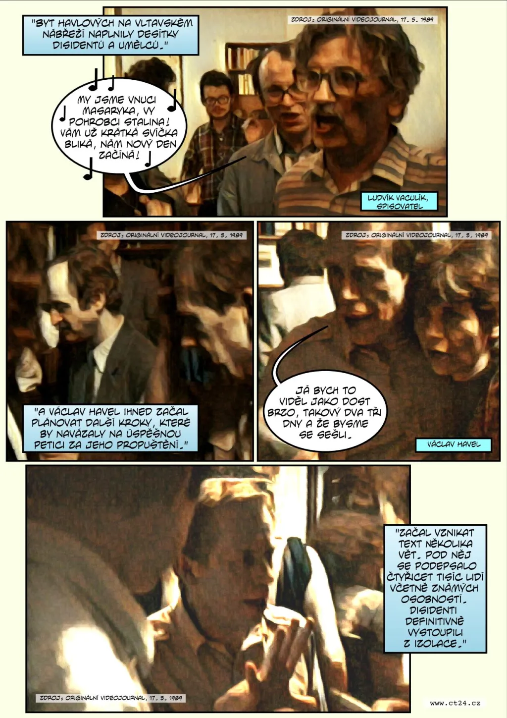 Komiks: Před třiceti lety Havel naposledy opustil vězení