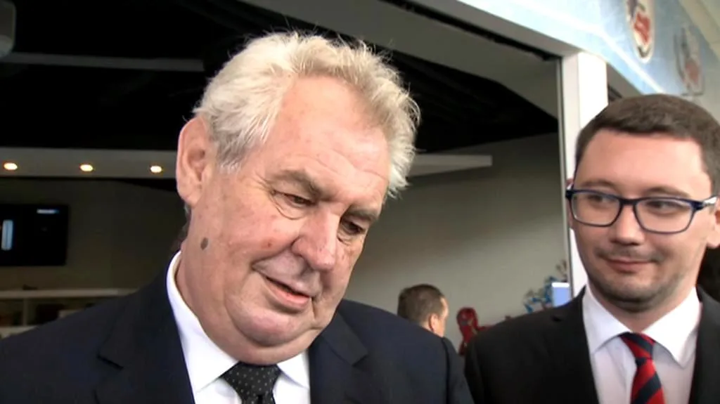 Prezident Miloš Zeman a mluvčí Jiří Ovčáček