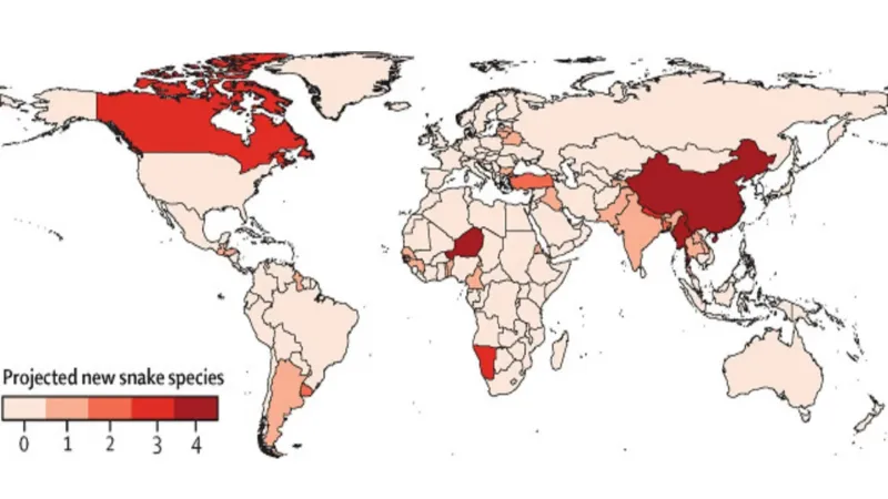 Předpověď počtu nových druhů hadů pro dané území do roku 2070