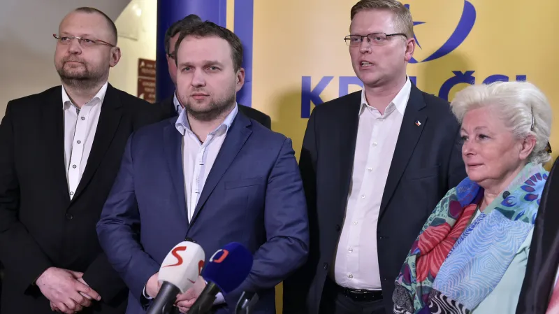 Zleva místopředseda KDU-ČSL Jan Bartošek, první místopředseda Marian Jurečka, předseda Pavel Bělobrádek a místopředsedkyně Zuzana Roithová