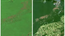 Deforestace Amazonie ze satelitu