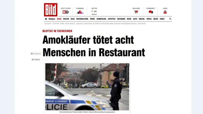 Na německém Bildu se vraždění v ČR dostalo mezi hlavní zprávy