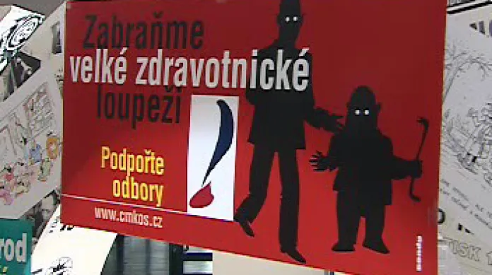 Billboardy, kterými chtějí odboráři bojovat proti plánovaným reformním krokům Topolánkovy vlády