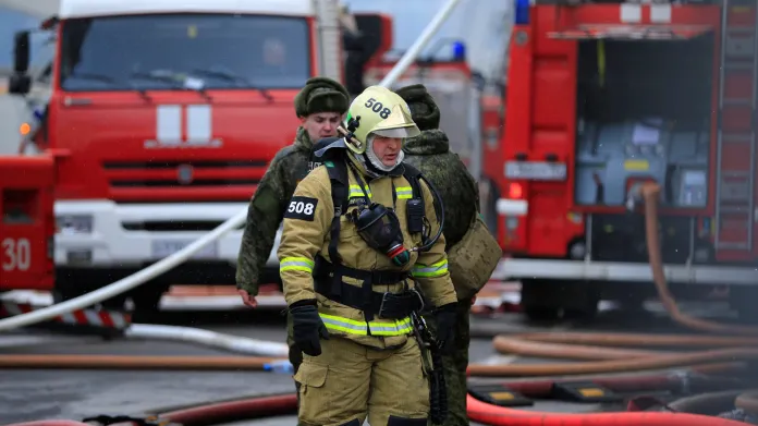 Požár v budově ruského ministerstva obrany