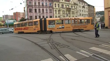V Brně odpoledne vykolejila tramvaj