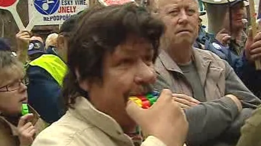 Protestující odboráři