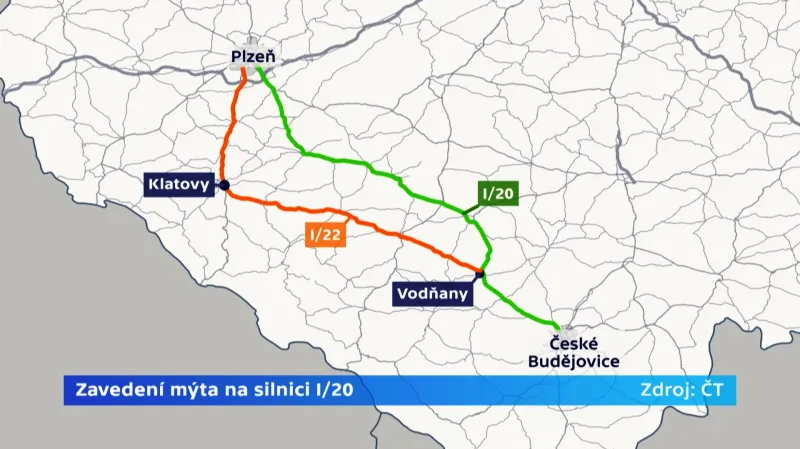 Mýtné brány mají vyrůst na silnici I/20, v obcích na I/22 se toho bojí