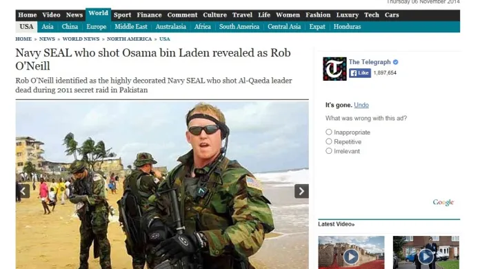 Telegraph píše o muži, který zabil bin Ládina