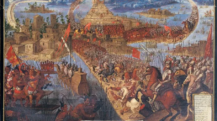 Dobytí Tenochtitlanu, obraz neznámého autora