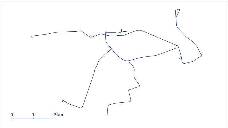 Jaké město je na této mapě jeho tramvajové tratě?