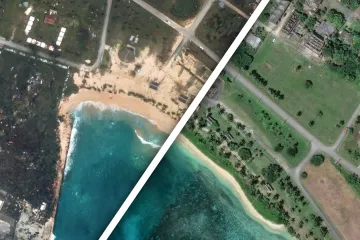 Satelitní snímky ukazují následky supertajfunu Sinlaku