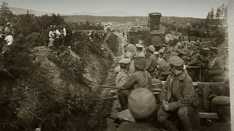 Vojenské jednotky při přesunu přes Sibiř