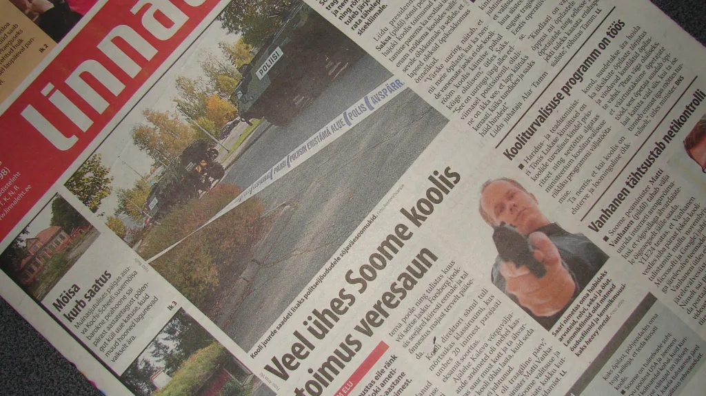 Střelba ve finské škole ovládla první stránky novin