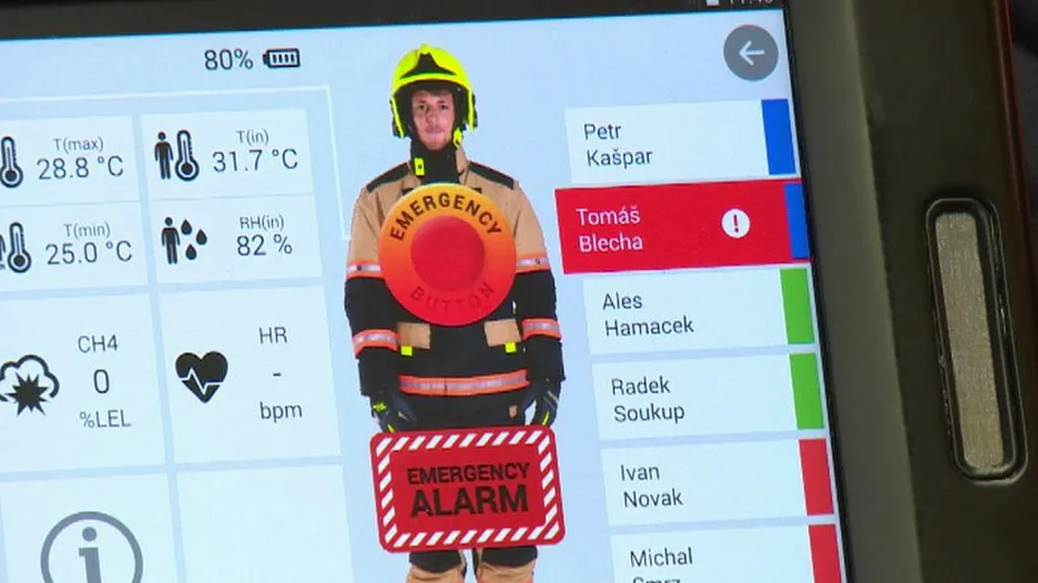 Monitor sledující hasiče