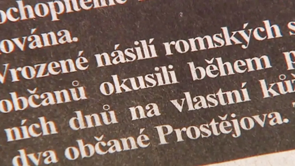 Článek Prostějovského deníku o násilí Romů