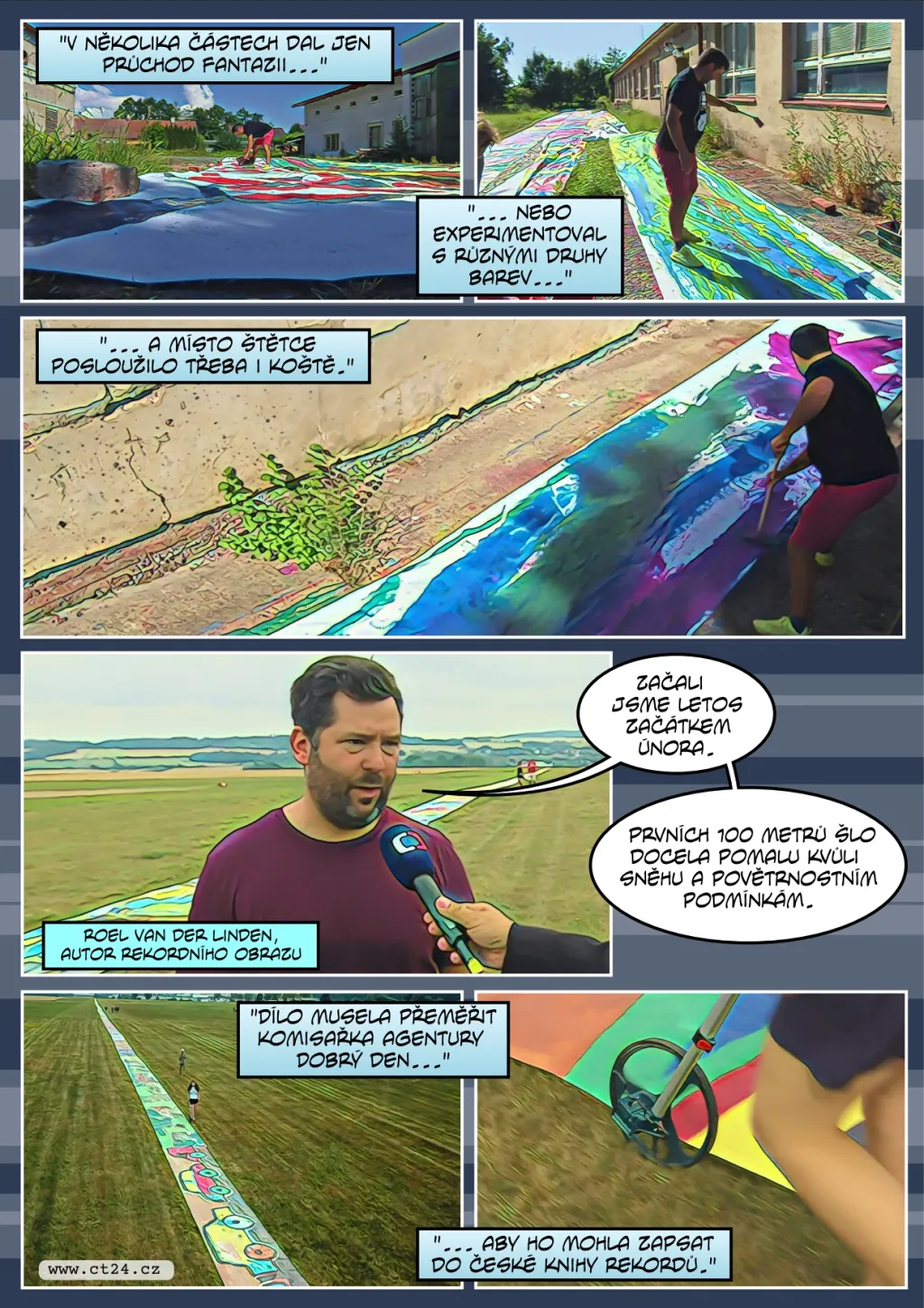 Nejdelší obraz v Česku má přes kilometr. Vystavovat ho museli na letišti