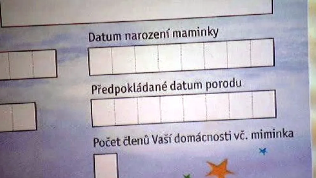Formulář s osobními daty