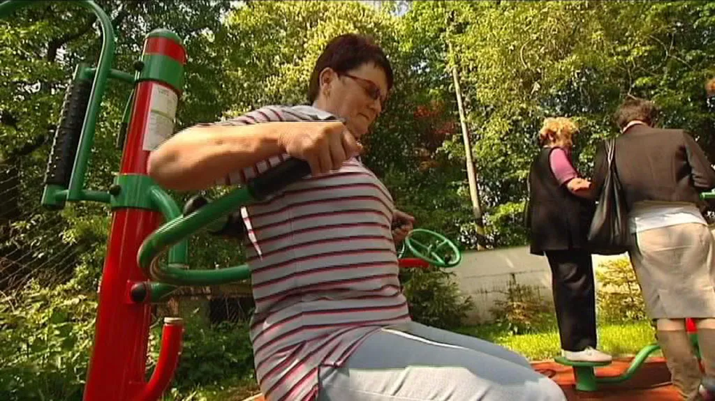 Cvičení seniorů v parku