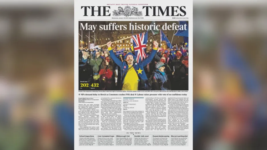The Times: Mayová utrpěla historickou porážku