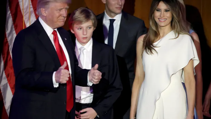 Donald Trump s rodinou během volební noci