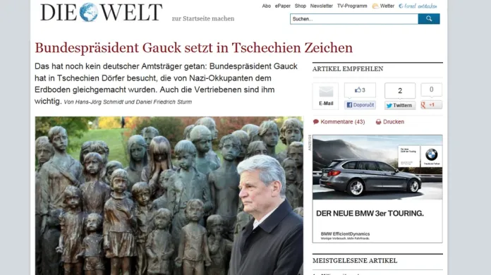 Die Welt o návštěvě Gaucka v Česku