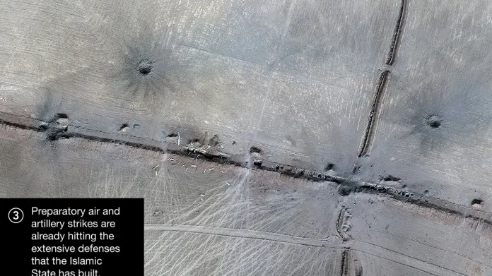 Satelitní snímky bojů u Mosulu