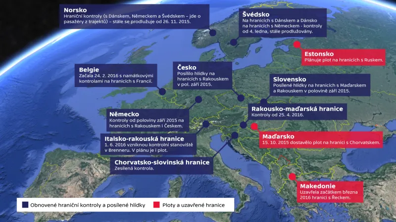 Hraniční kontroly a uzavřené hranice v Evropě