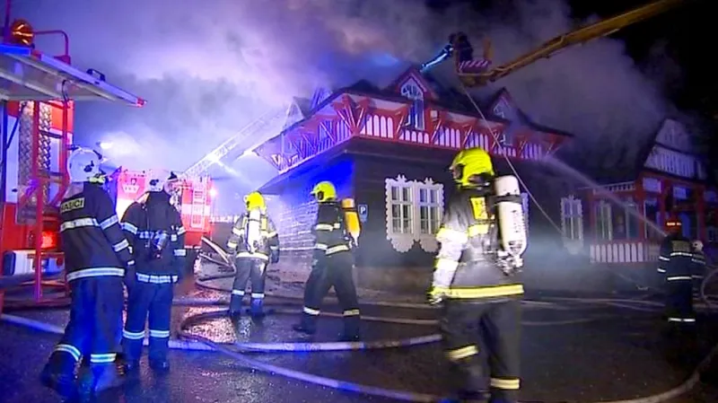 Požár chaty Libušín na Pustevnách