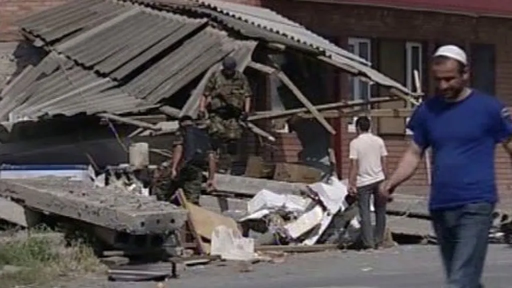 Následky výbuchu v Ingušsku