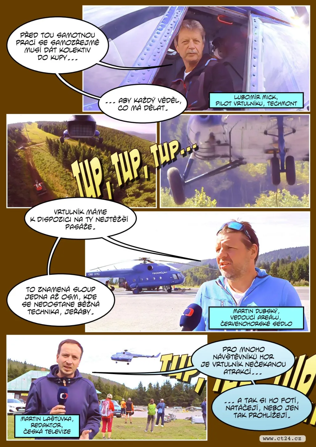 Vrtulník v Jeseníkách pomáhal při stavbě nové lanovky