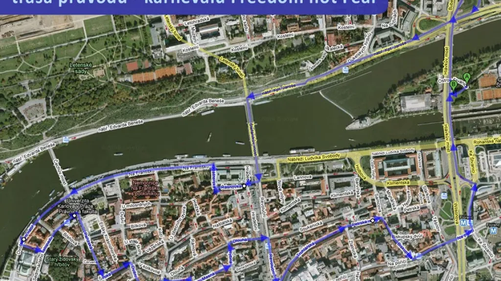 Mapa průvodu Freedom not Fear