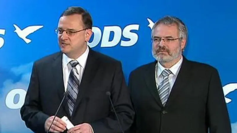 Premiér Petr Nečas a kladenský primátor Dan Jiránek (ODS).