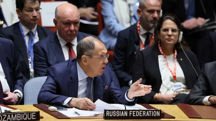 Sergej Lavrov během jednání Rady bezpečnosti OSN