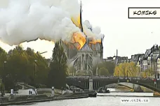 Symbol Francie v plamenech. Katedrálu Notre-Dame zachvátil požár