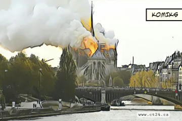 Symbol Francie v plamenech. Katedrálu Notre-Dame zachvátil požár