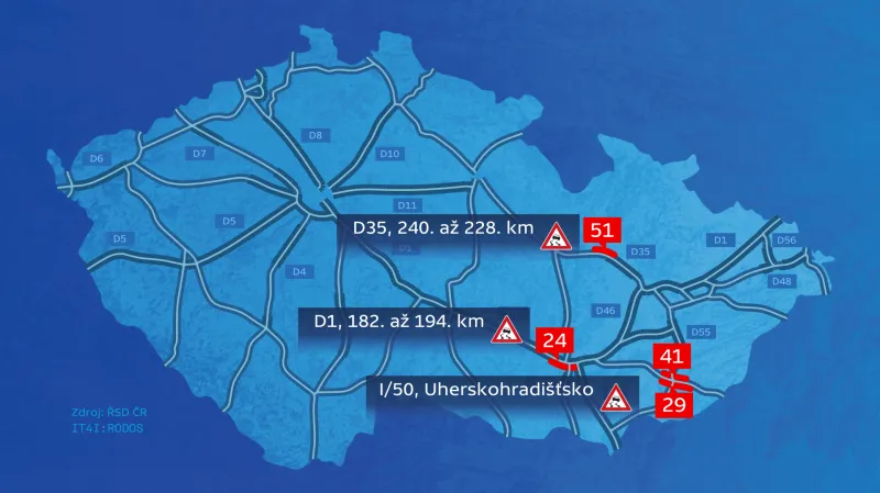 Zdržení na silnicích k 11. hodině