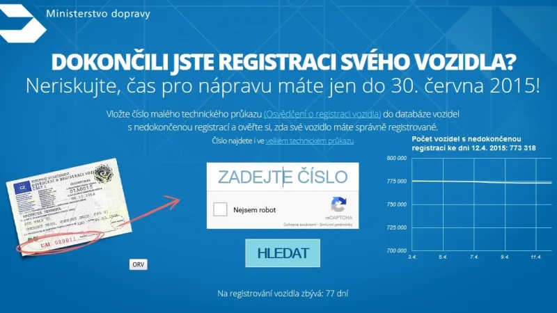 Ověřte si registraci vozidla