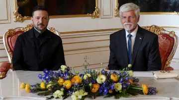 Ukrajinský prezident Volodymyr Zelenskyj a prezident Petr Pavel