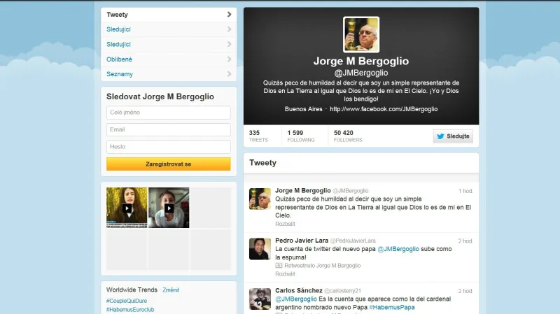Papežův twitterový účet